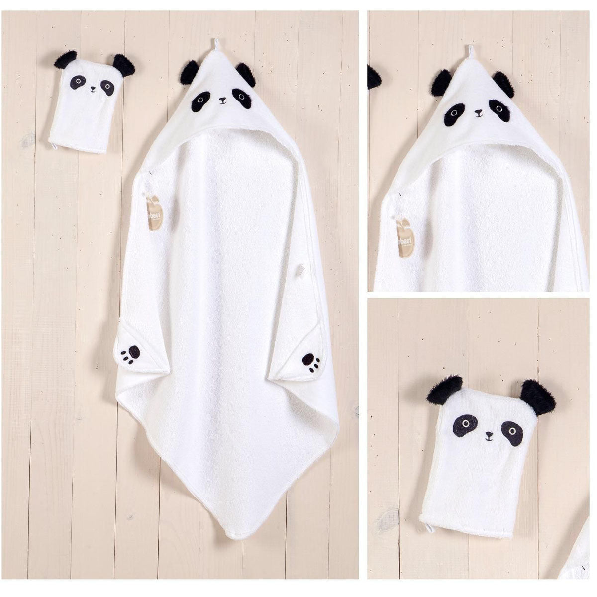 Accappatoio con Cappuccio + guanto Panda