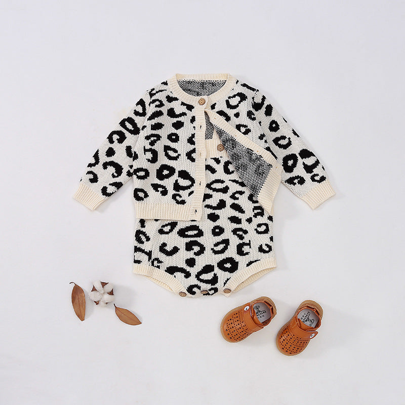 Completo bimba in Maglia Animalier - Cardigan e Body