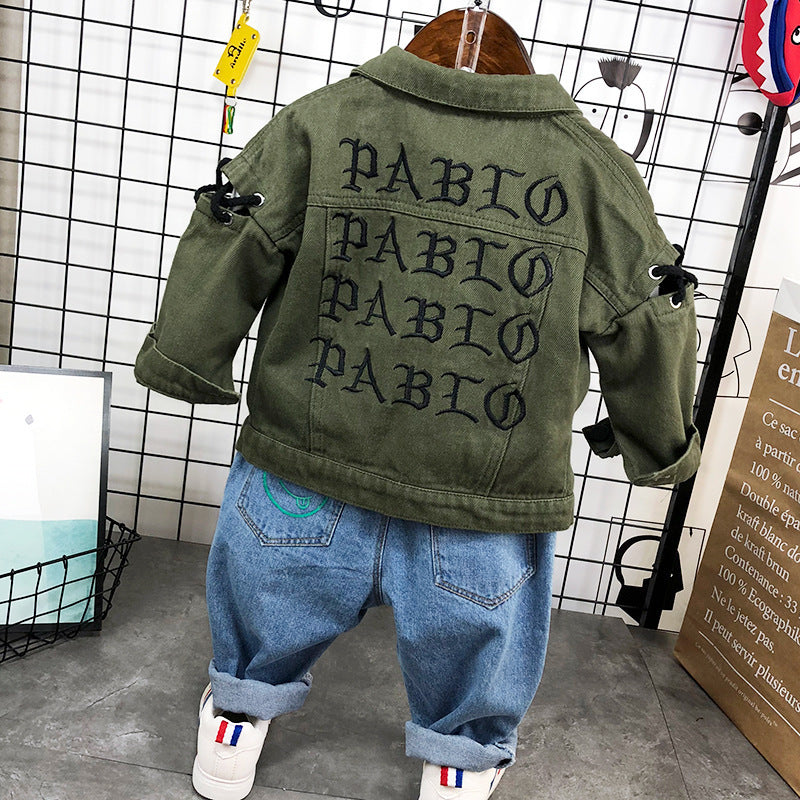 Completo Bimbo Urban Style – Giacca Verde Militare + Jeans Strappati