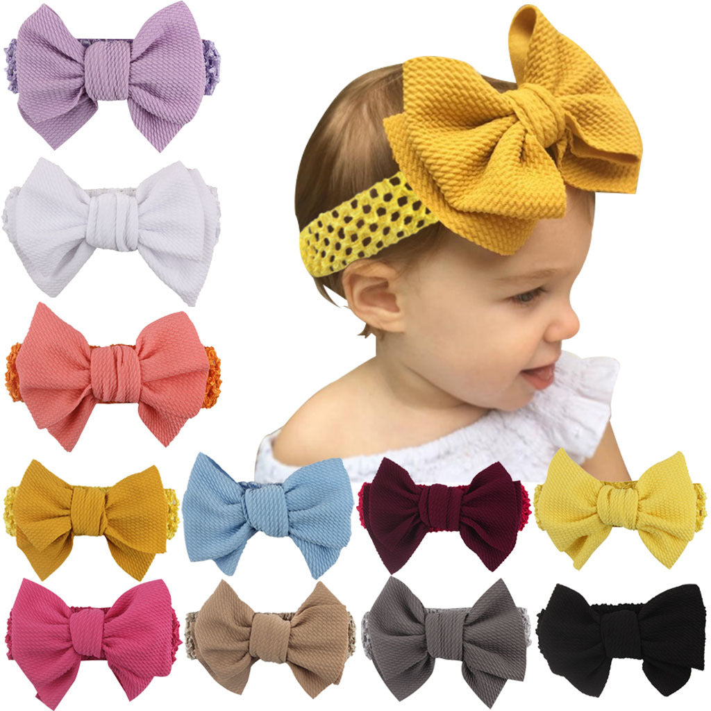 Fascia per Capelli Neonata con Maxi Fiocco Disponibile in 10 Colori