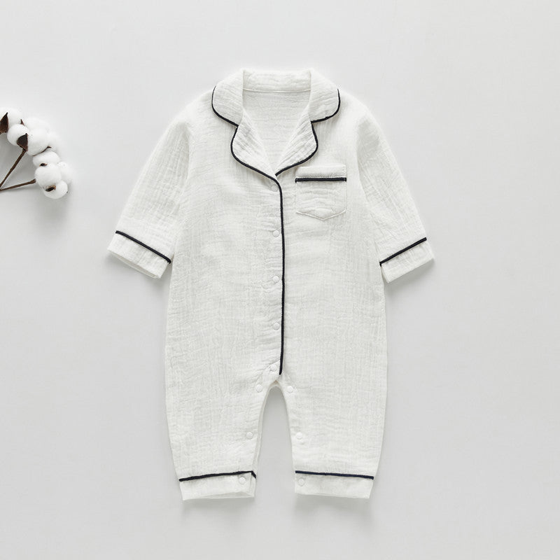 Pigiama Neutro Bimba/ Bimbo in Cotone Morbido - Modello con Bordi a Contrasto