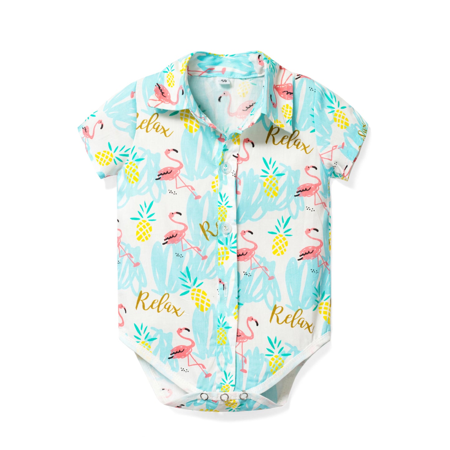 Body Camicia Estiva per Neonato Flamingo e Ananas “Relax”