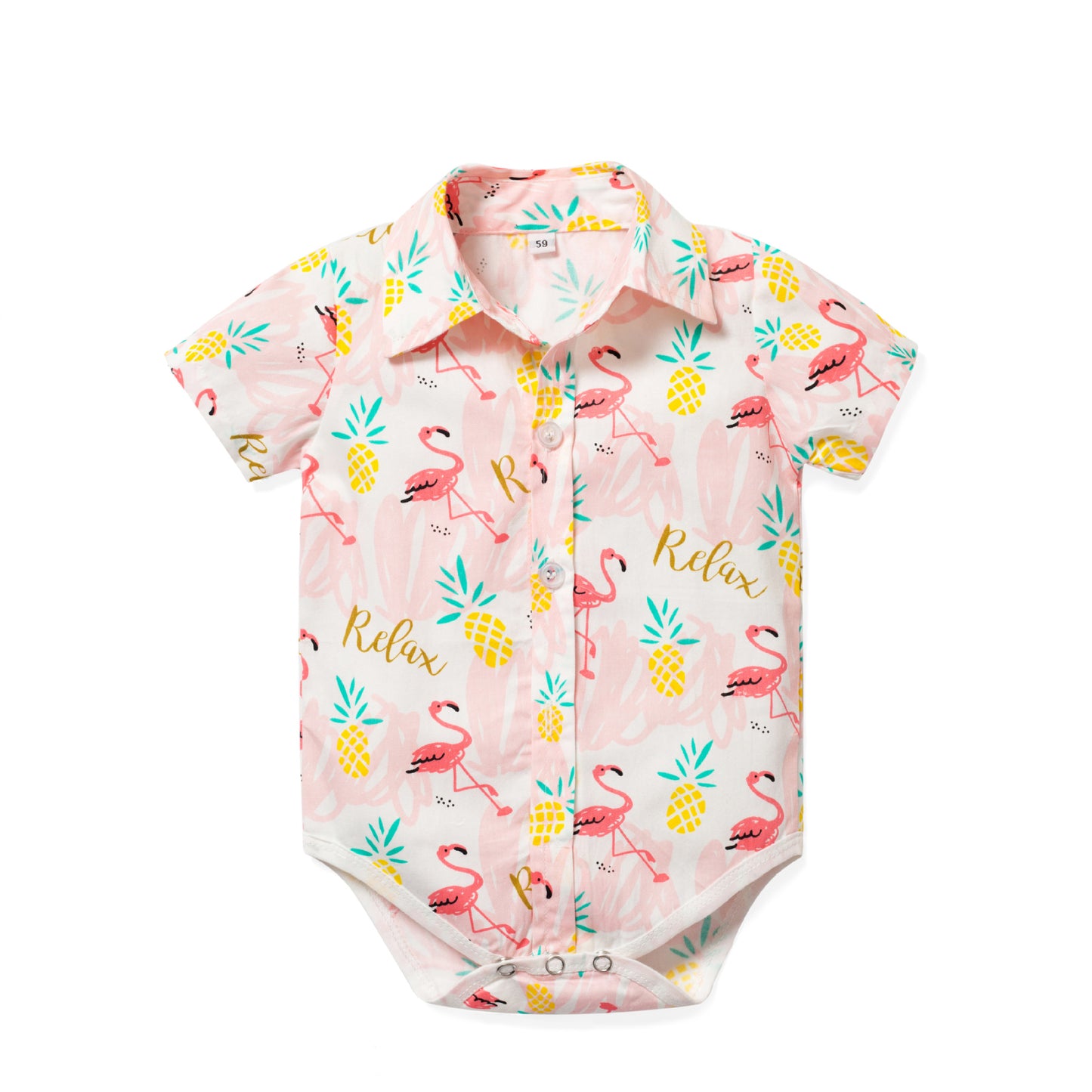 Body Camicia Estiva per Neonato Flamingo e Ananas “Relax”