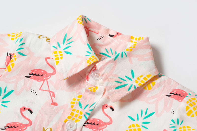 Body Camicia Estiva per Neonato Flamingo e Ananas “Relax”