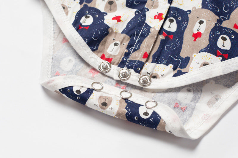 Body Camicia per Neonato con Stampa Orsetti Manica Corta