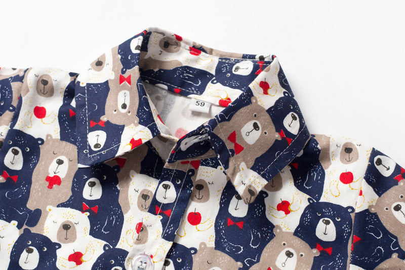 Body Camicia per Neonato con Stampa Orsetti Manica Corta