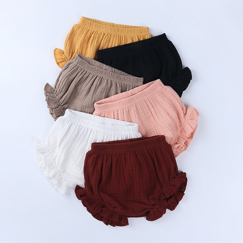 Shorts Bambina in Mussola con Volant Vari Colori