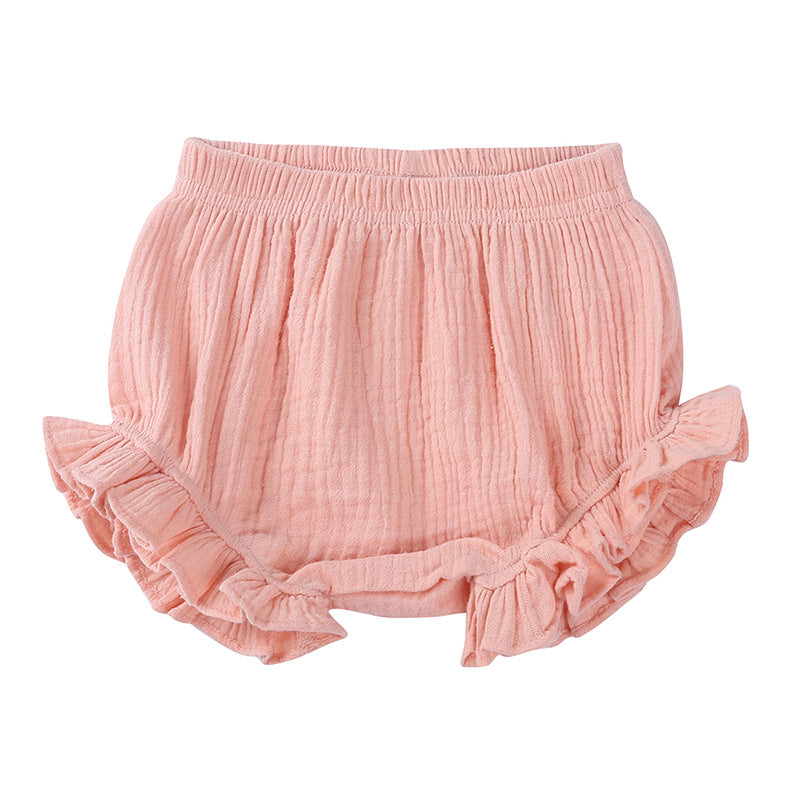 Shorts Bambina in Mussola con Volant Vari Colori