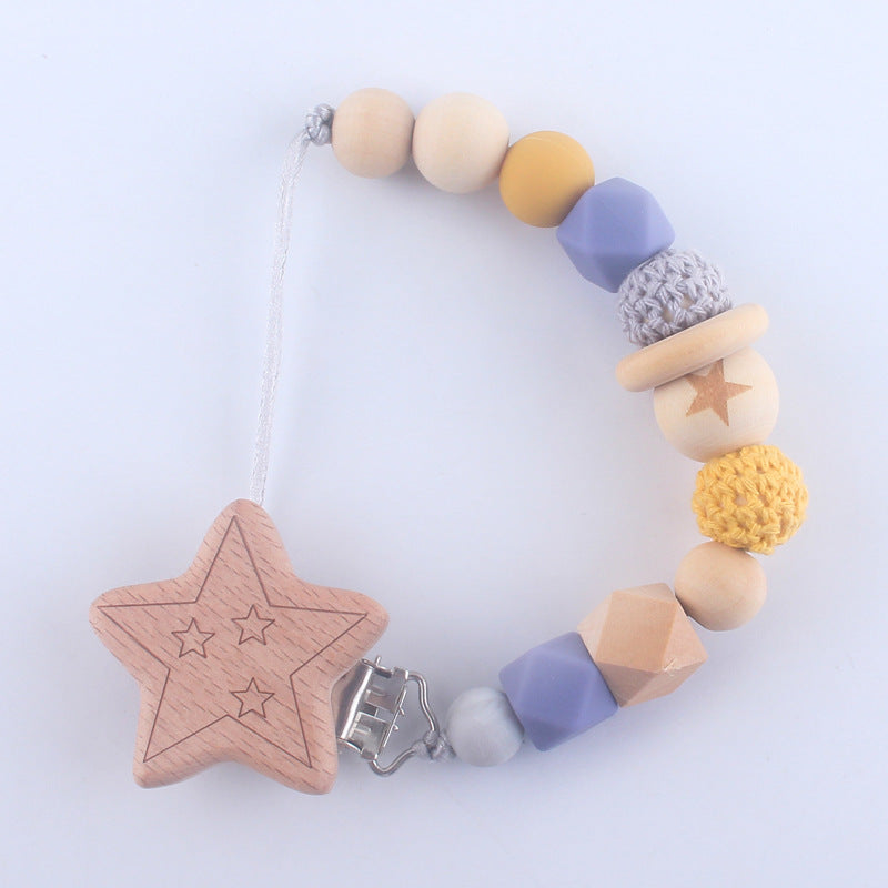 Catenina in Silicone e Legno Naturale con Clip