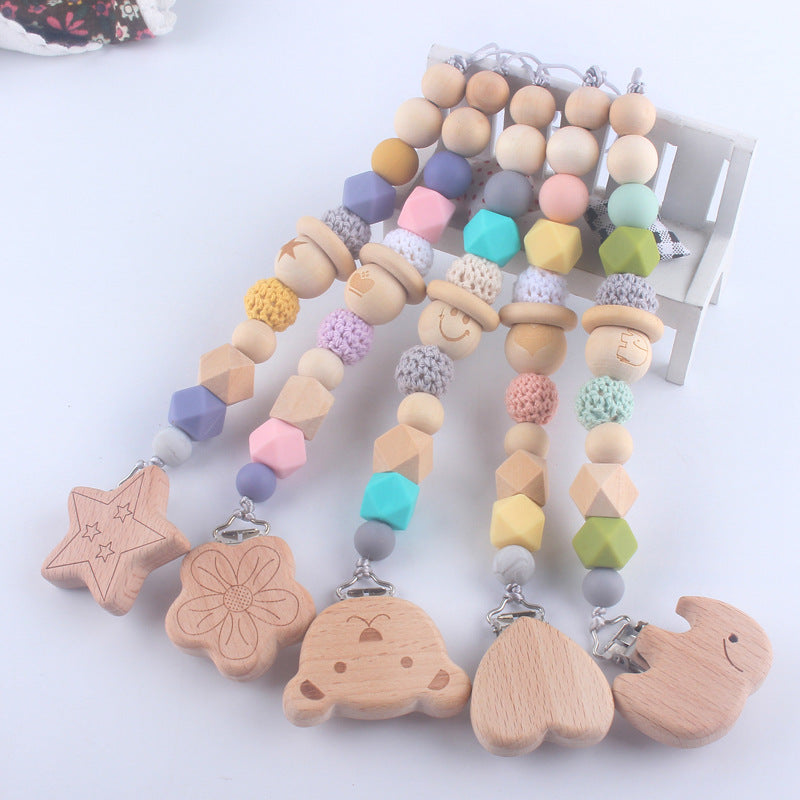 Catenina in Silicone e Legno Naturale con Clip