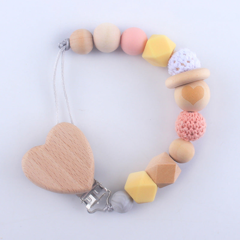 Catenina in Silicone e Legno Naturale con Clip