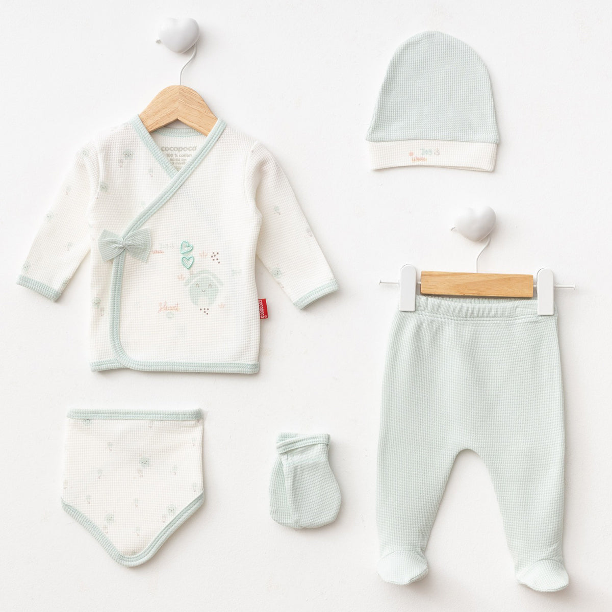 Set Neonata/ Bimba 5 pezzi Cotone con stampa casetta