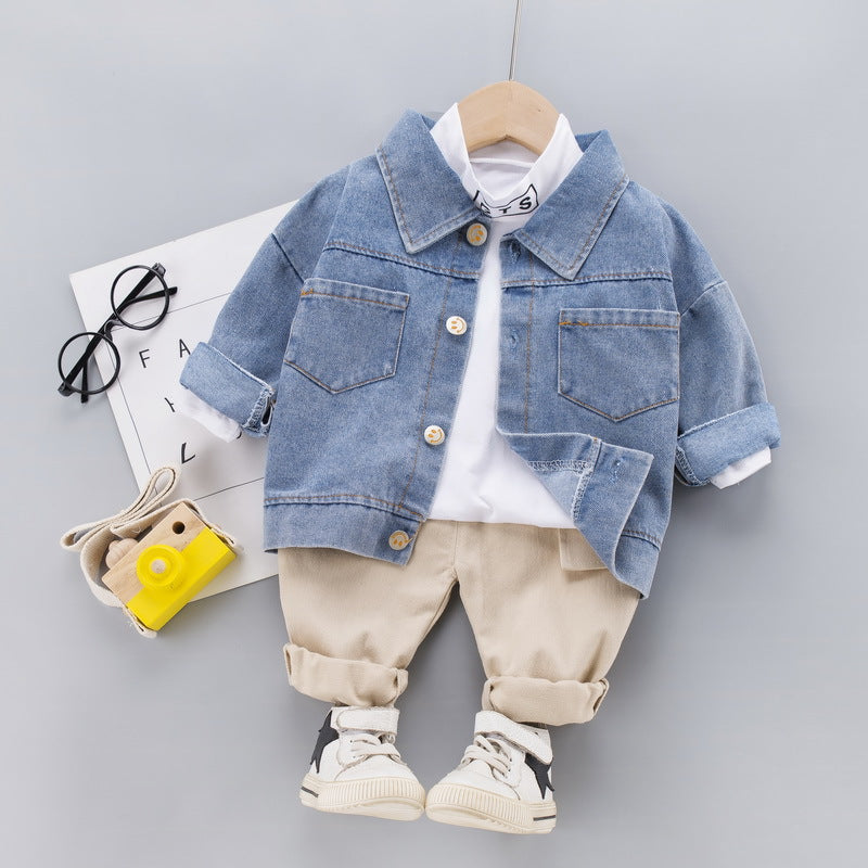 Completo Bambino Casual "Urban Style" Giacca in Jeans + Maglia + Pantaloni