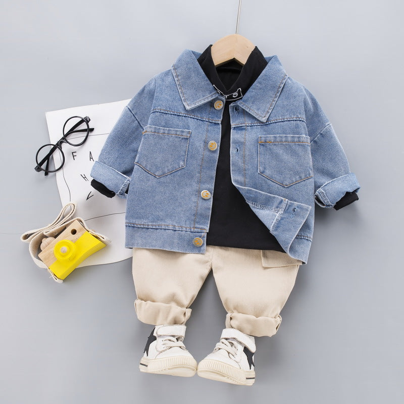 Completo Bambino Casual "Urban Style" Giacca in Jeans + Maglia + Pantaloni