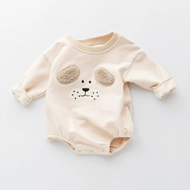Body Tutina Neonato in Cotone con Calzine – Cagnolino Morbido 3D