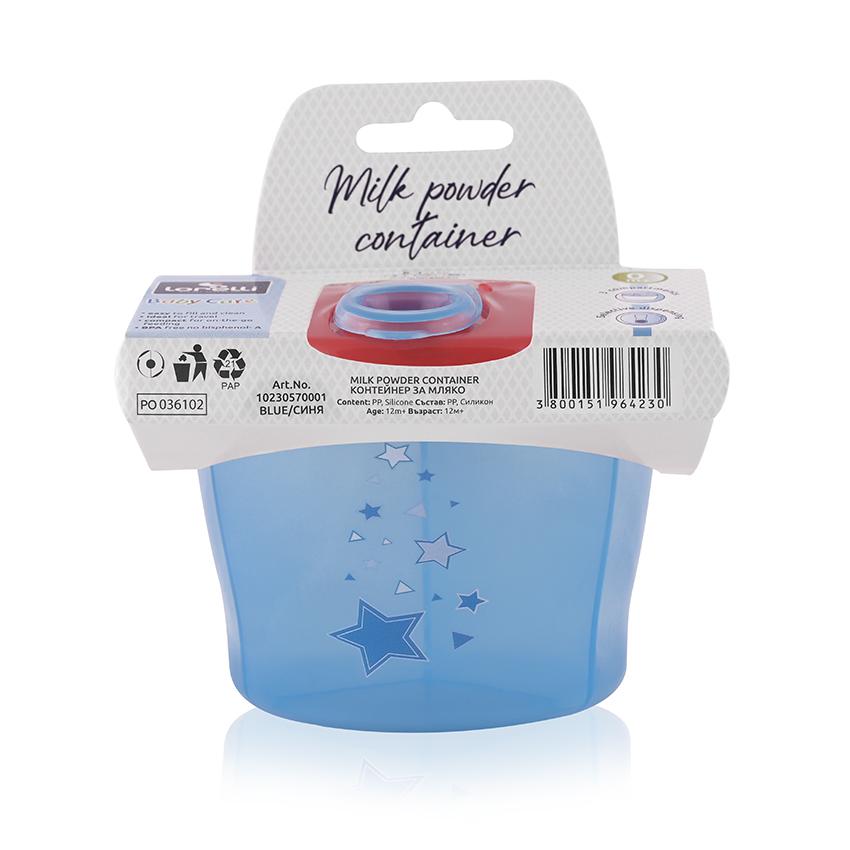 envase de leche en polvo azul lorelli
