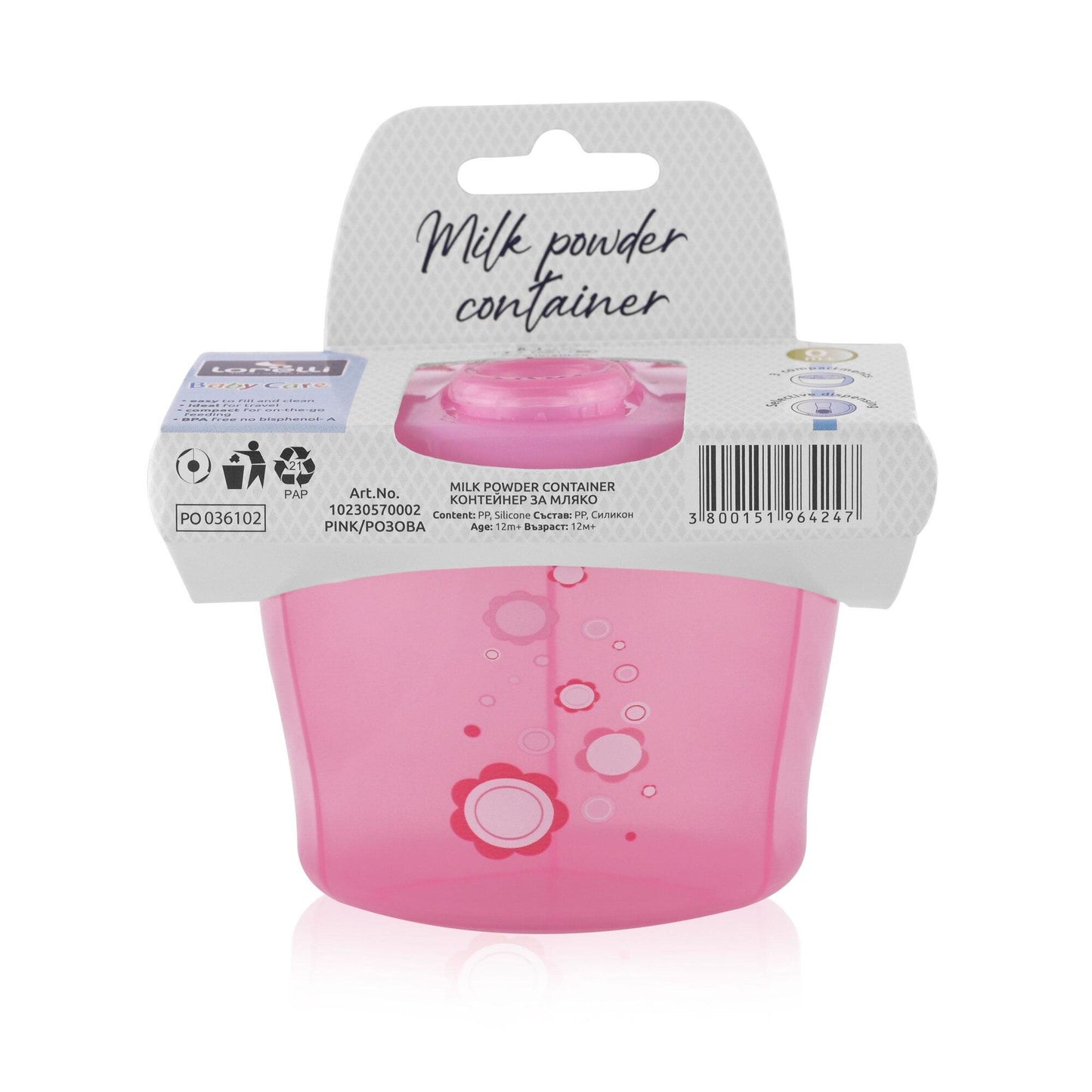 contenitore per il latte in polvere lorelli rosa