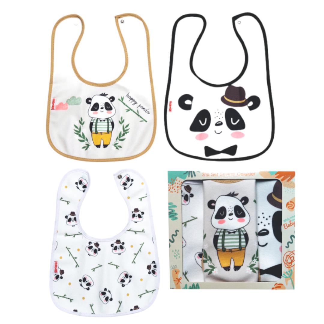 3 baberos panda medianos
