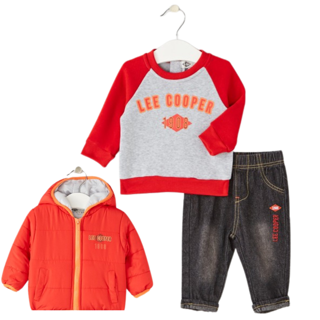 Completo Bimbo Invernale Lee Cooper 3 pezzi: Jeans, Maglietta e Giubbino
