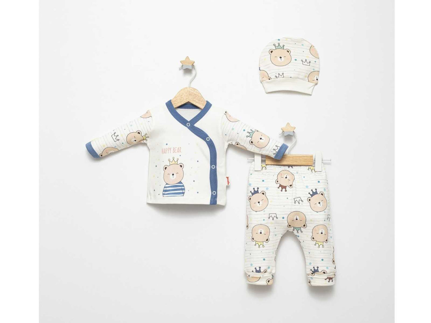 Set 3 pezzi in Cotone Neonato/ Bimbo "Happy Bear"