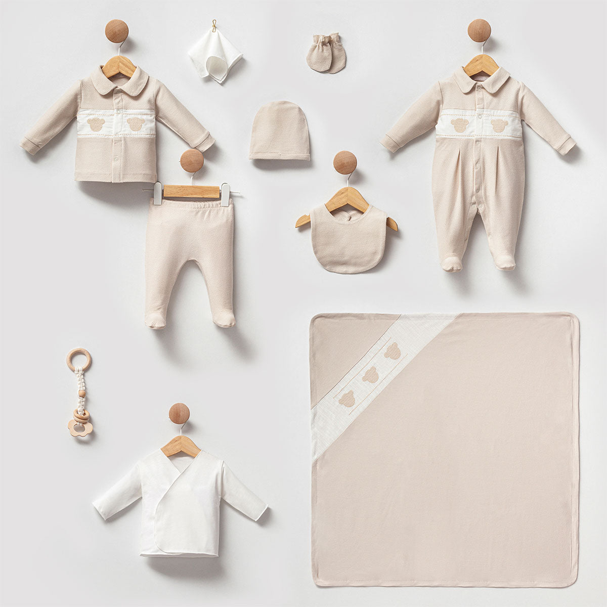 Set 10pz bimbo 100%cotone Dettagli Ricamati 0-3 mesi