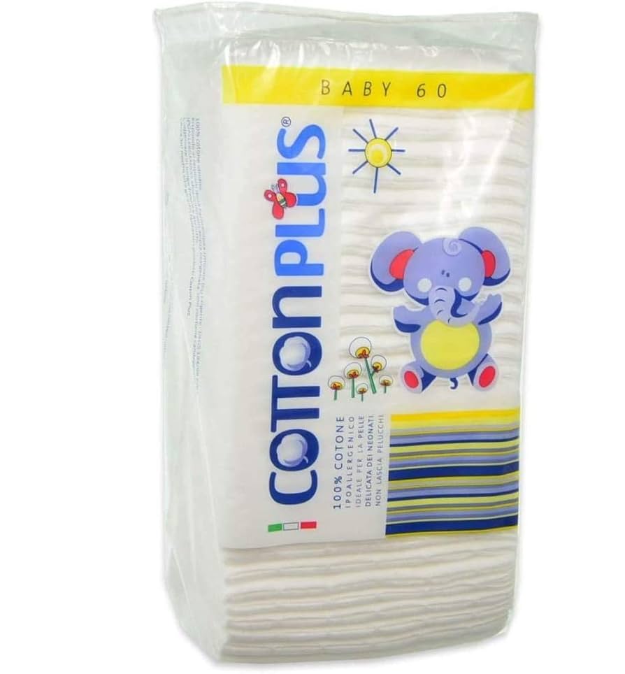 Cotton Plus Quadrotti Baby 100 Cotone 60 pezzi