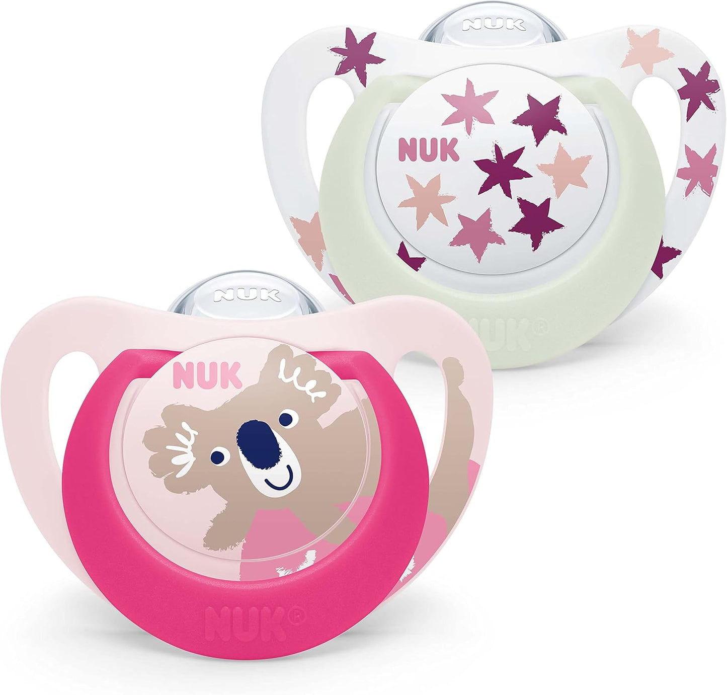 Ciucci Nuk star day & night silicone 18-36m 2Pz bianco-fucsia