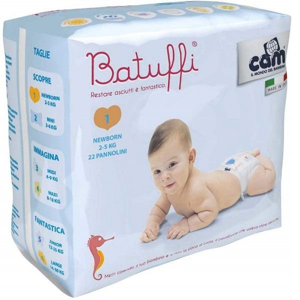 Pañales cam recién nacido 1, 2-5kg 22 pañales