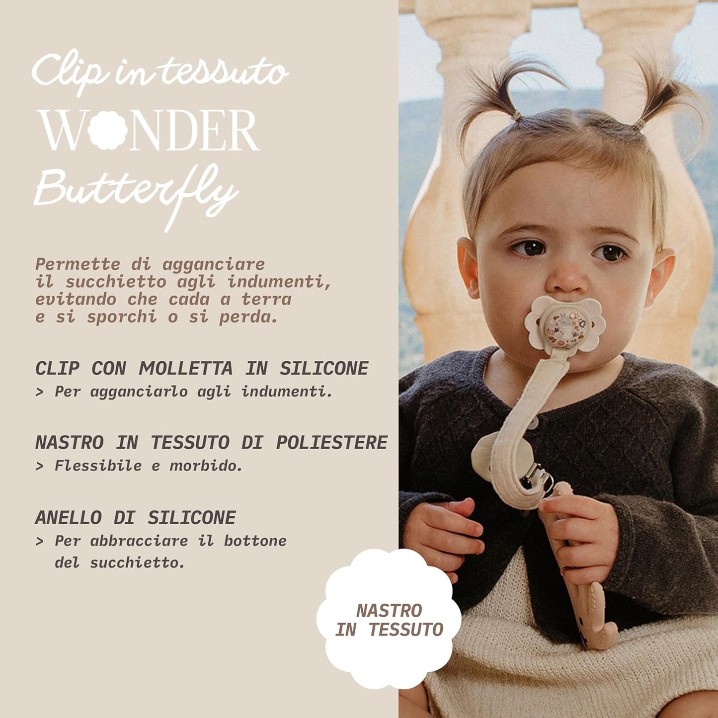 Portaciuccio Suavinex CLIP CON NASTRO WONDERLAND