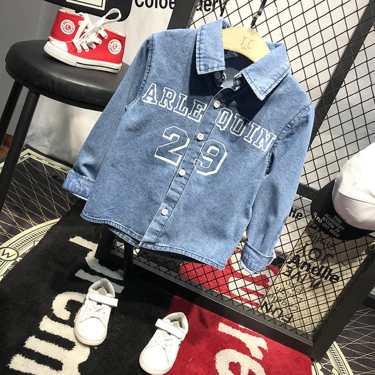 Completo Bambino Casual Sportivo Camicia in Jeans e Jeans Strappati