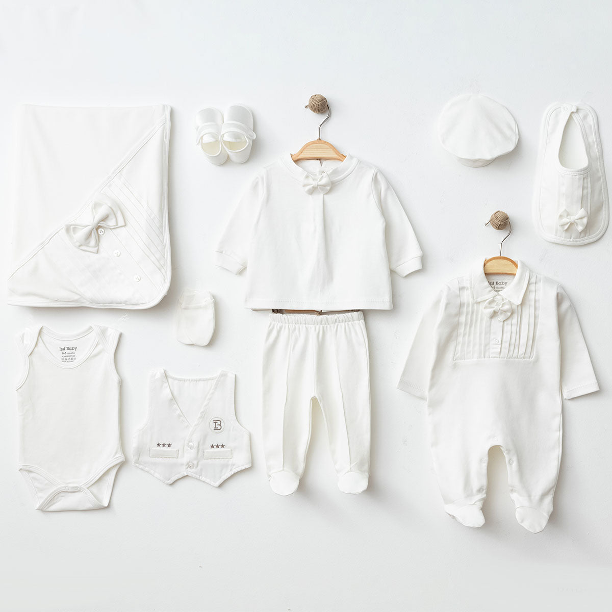 Set 10 pz bimbo 100% cotone Elegante con papillon 0-3 mesi