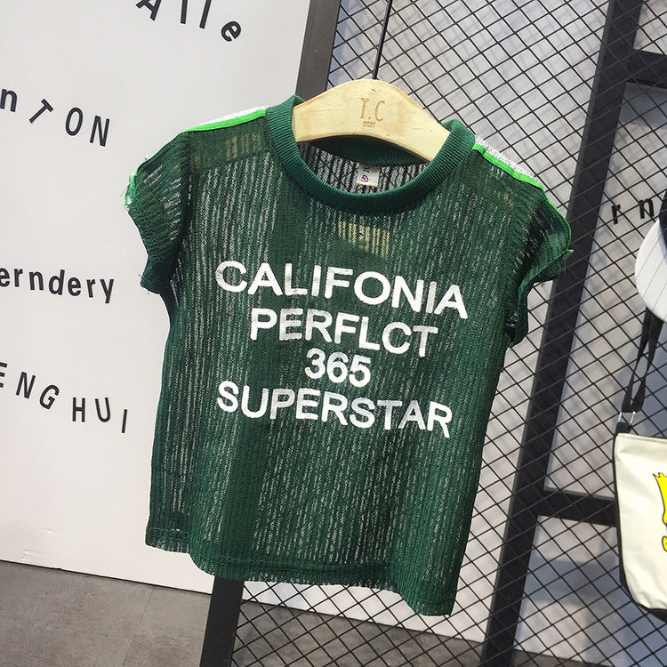 Completo Estivo Bambino - T-shirt Rete “California Superstar” e Shorts Strappati
