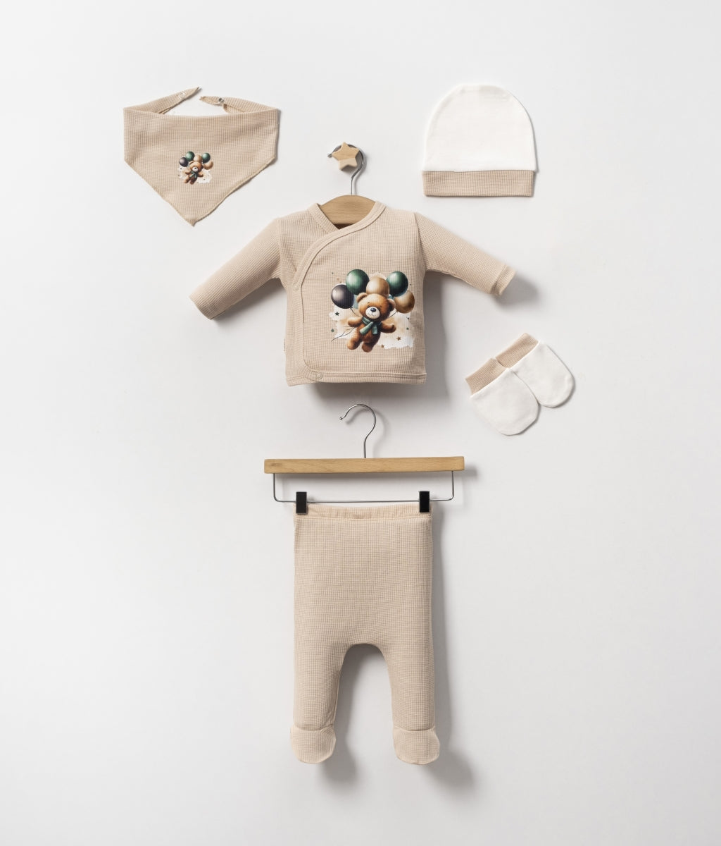 Set Nascita 5 Pezzi in Cotone – Stile Naturale e Raffinato Bimbo/ Bimba