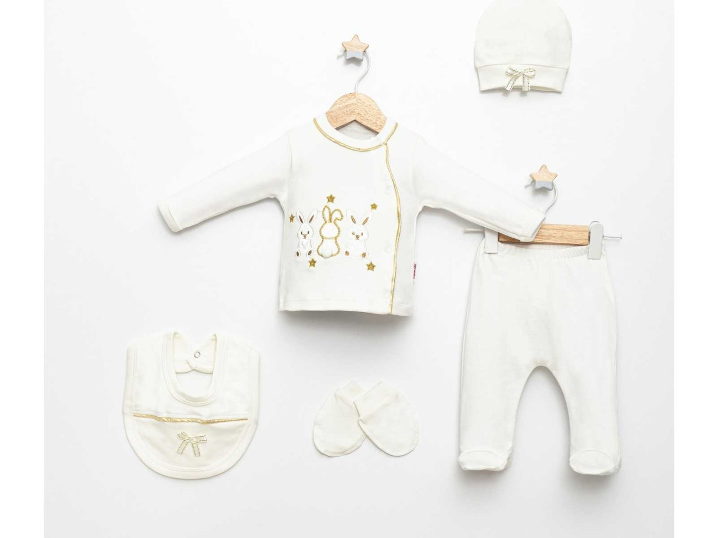 Set 5pz Nascita Neonata/ Bimba "Bunny Dreams" in cotone