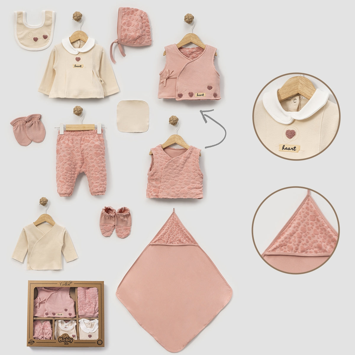 Corredino Neonatoa 10 Pezzi con Cuoricini Jacquard
