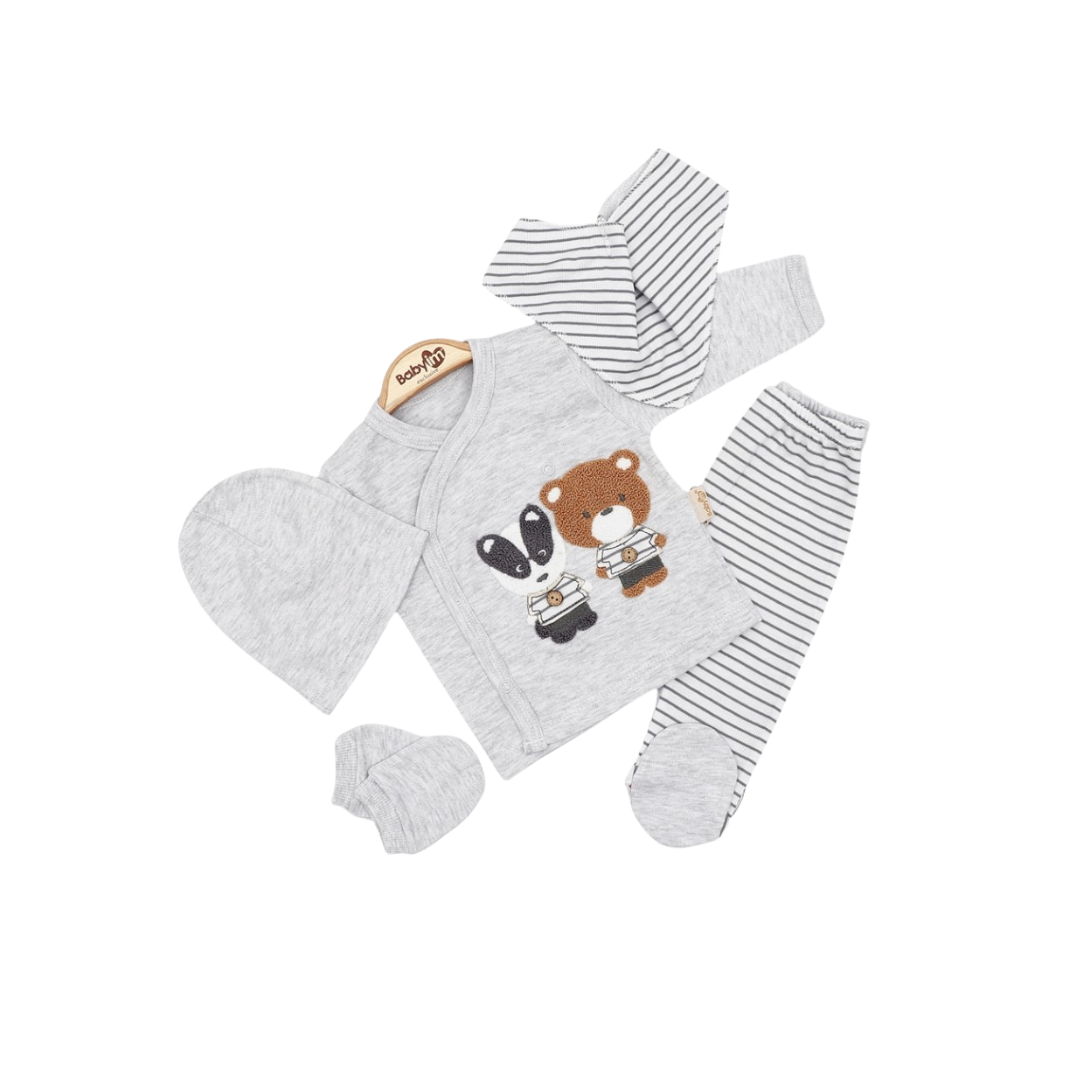 Set Nascita Neutro Bimbo / Bimba in Cotone Orsetto