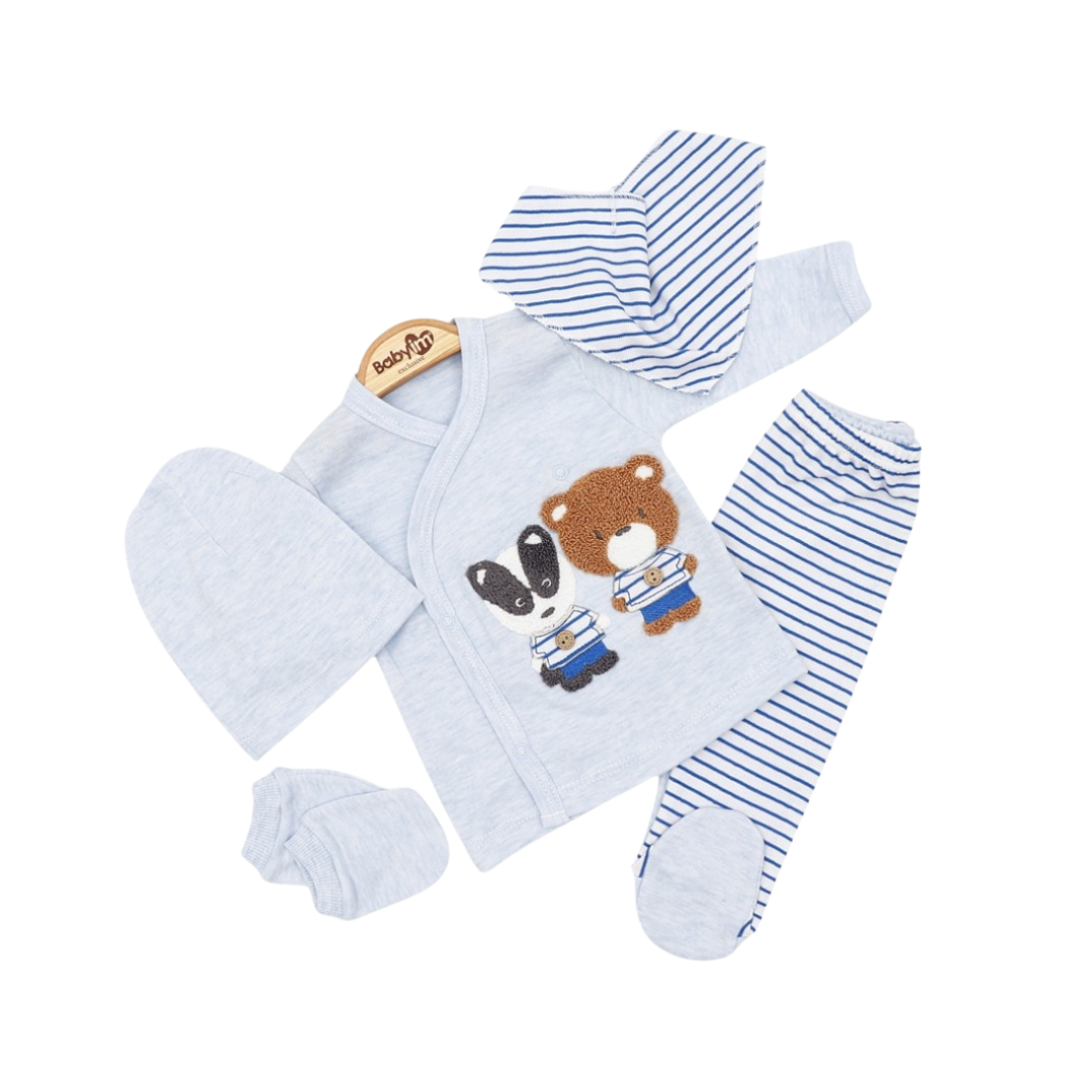 Set Nascita Neutro Bimbo / Bimba in Cotone Orsetto