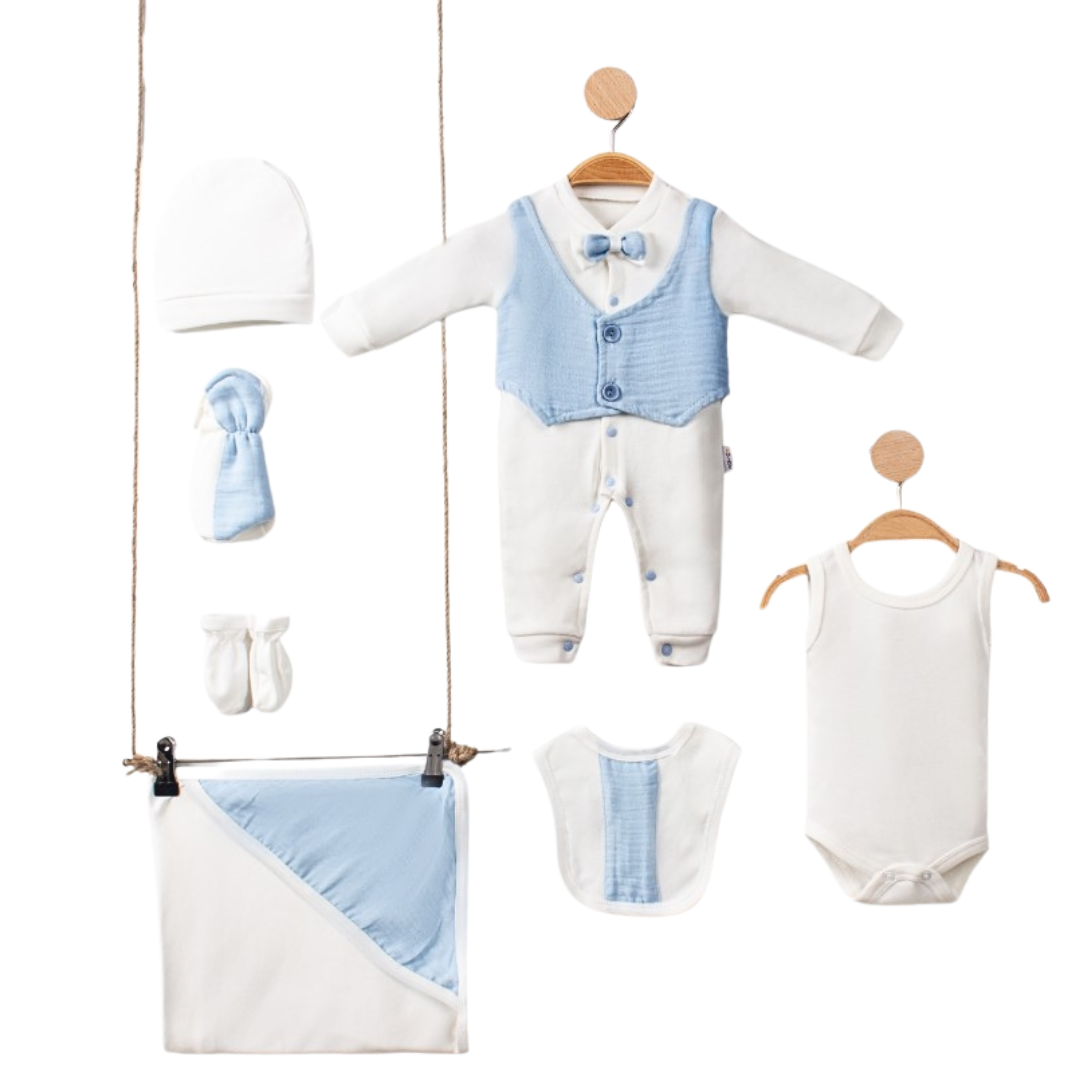 Corredino Neonato/ Bimbo Nascita Elegante - 7 Pezzi Cotone