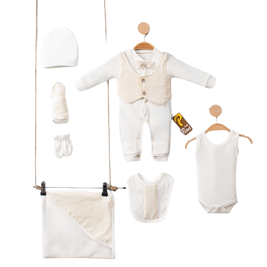 Corredino Neonato/ Bimbo Nascita Elegante - 7 Pezzi Cotone