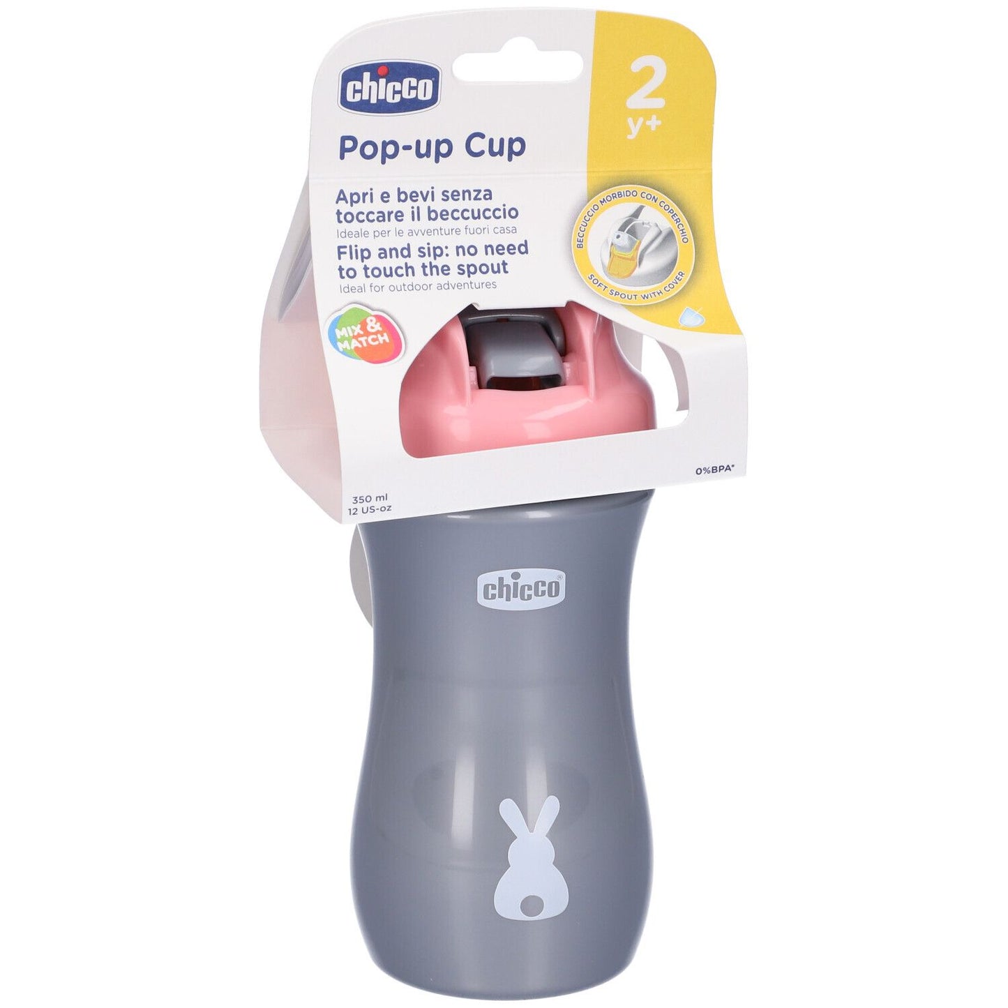 Borraccia in silicone CHICCO 350ML Rosa da 2 anni+