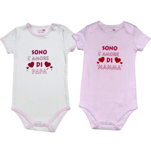Body manga corta rosa "Soy el amor de papá"