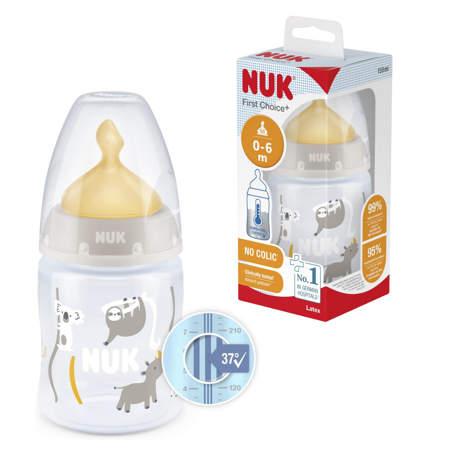 Biberon Nuk 150ML regolatore di temperatura neutro