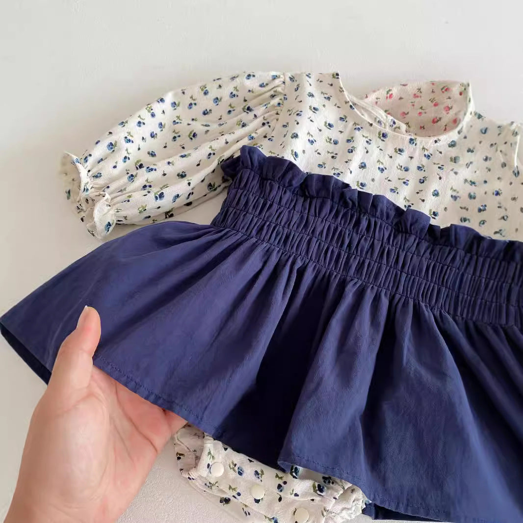 Body Vestitino a Fiori con Gonna Smock – Look Romantico per le Piccole Principesse