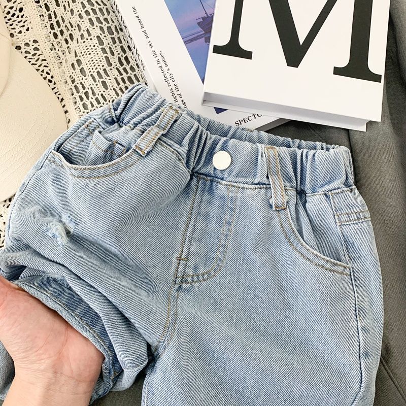 Bermuda in Denim Chiaro Bambino – Effetto Strappato