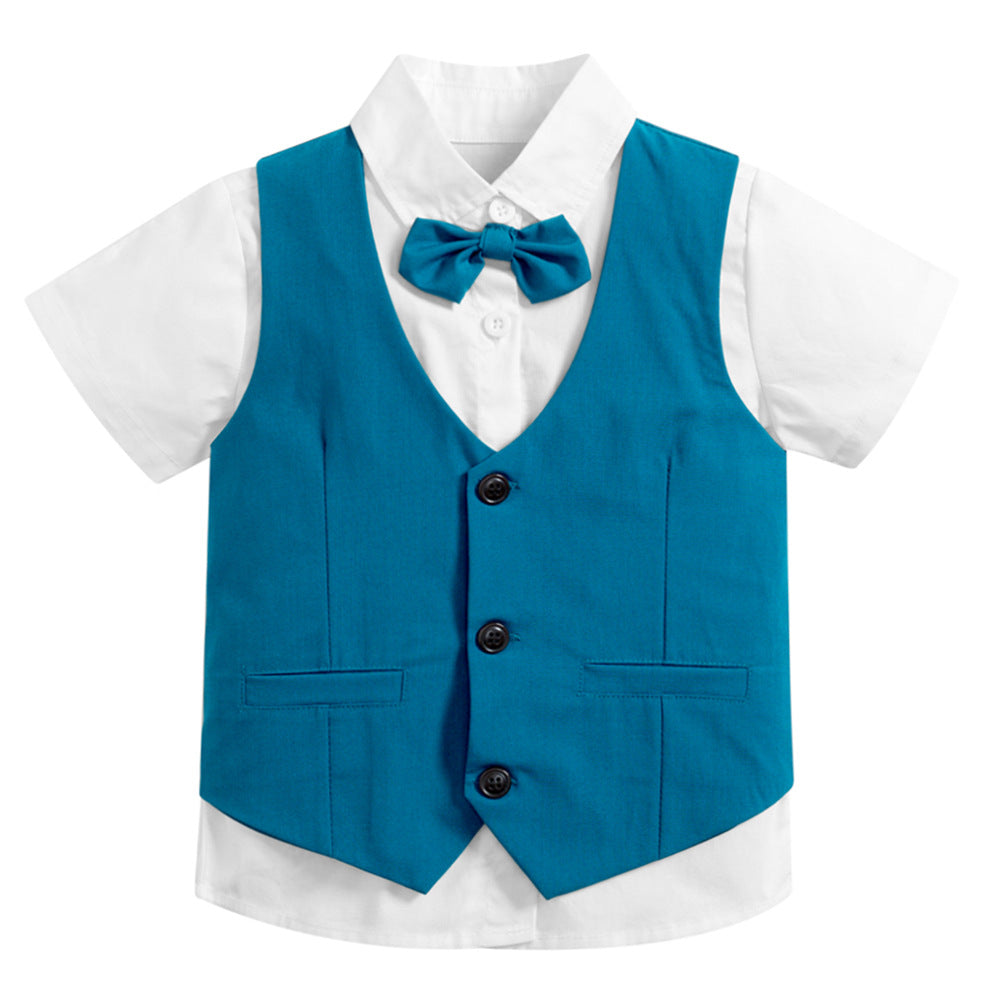 Completo Cerimonia 3 Pezzi per Bambino – Gilet, Camicia e Pantaloncini con Papillon