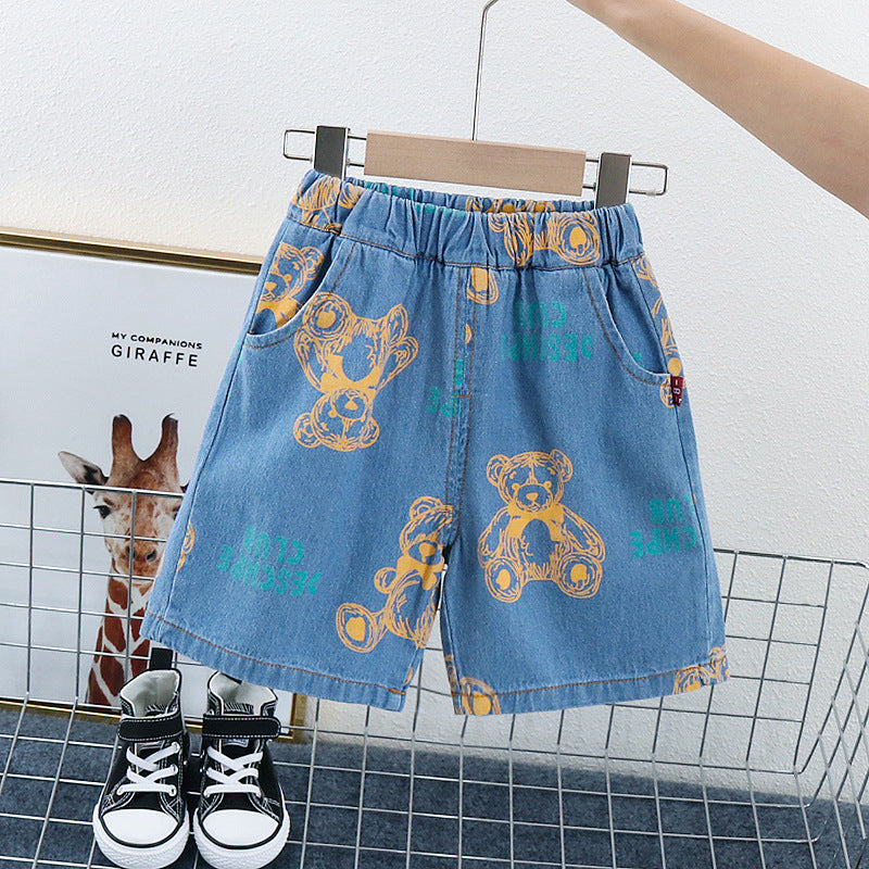 Completo bambino in jeans denim con stampa orsetti - Casual e Trendy