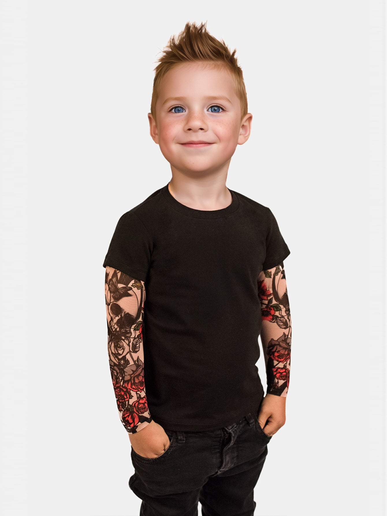 Maglia Bambino Maniche Lunghe con Dettaglio Floreale stile tattoo