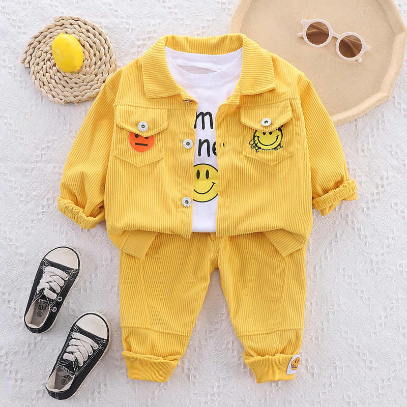 Completo bambino in velluto a coste con giacca, pantaloni e t-shirt - Stile Smile