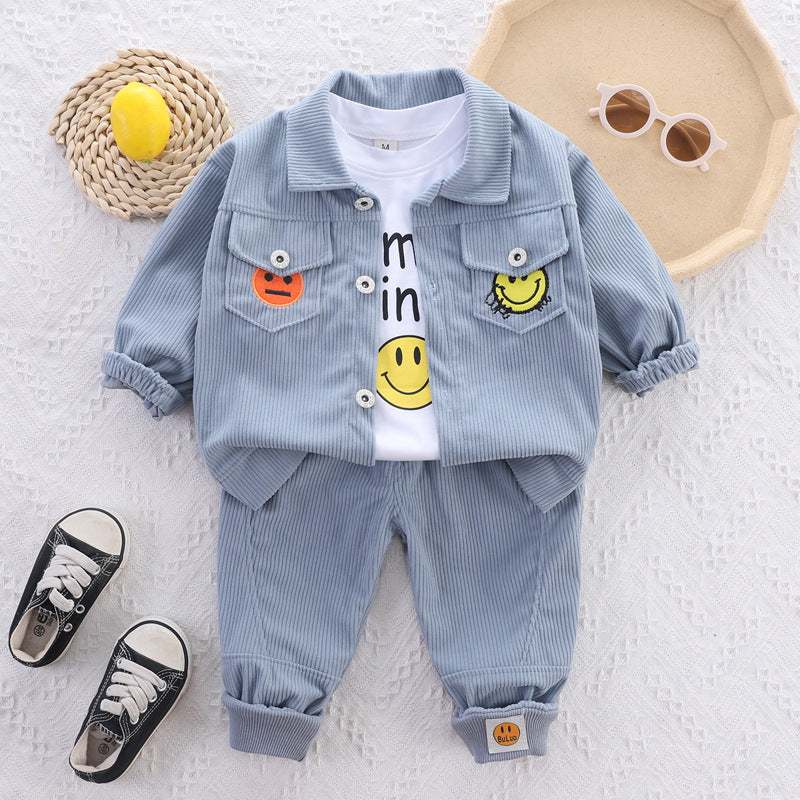 Completo bambino in velluto a coste con giacca, pantaloni e t-shirt - Stile Smile