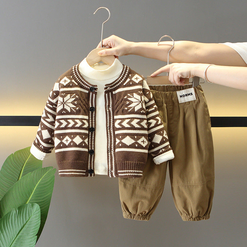 Set Invernale Bambino con Dolcevita e Cardigan Jacquard